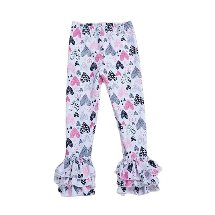 wholesale children kids clothes winter leggings baby toddler triple ruffled pants little girls icing ruffle leggings