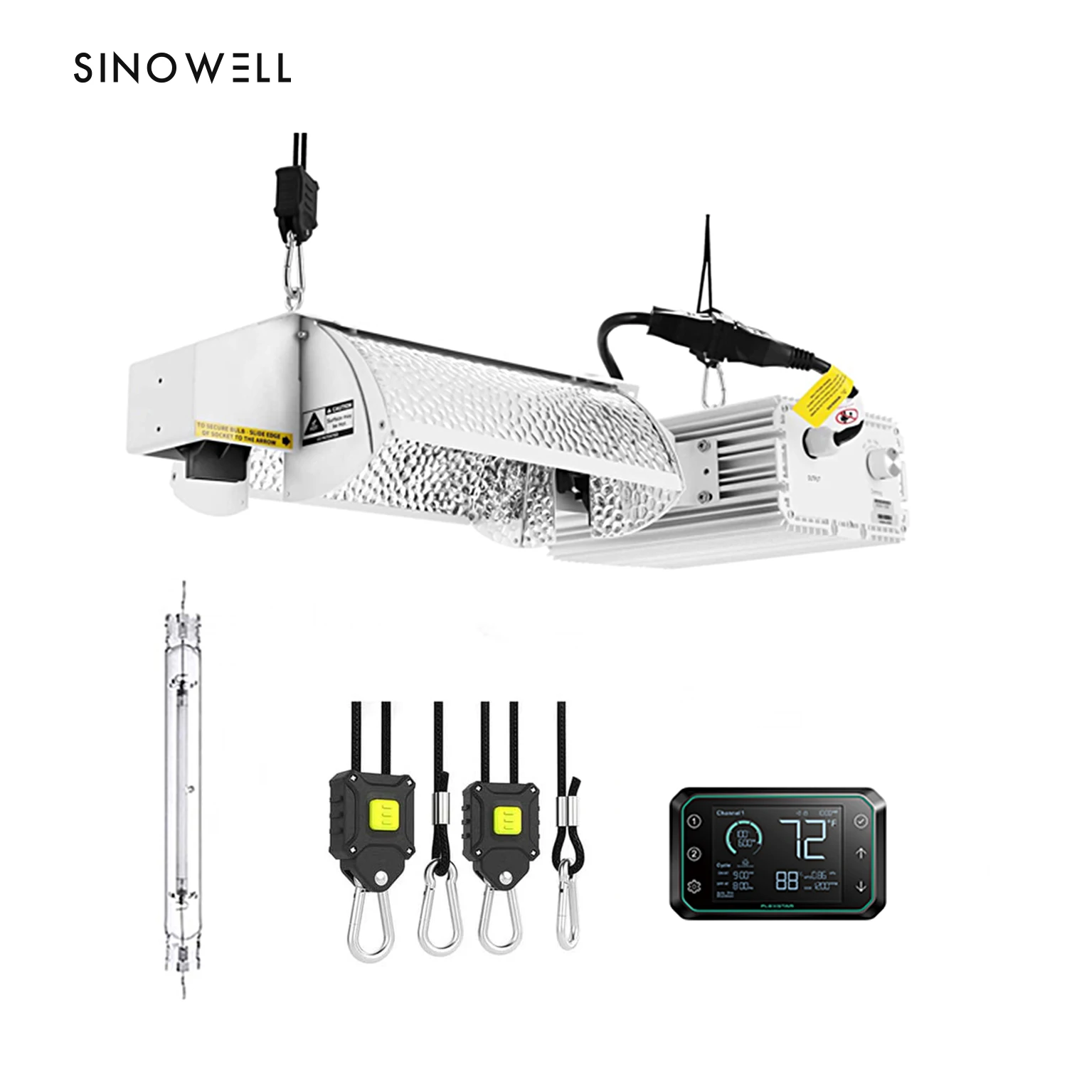 Отражающая алюминиевая промышленная лампа Sinowell 95%-98% Pro с дистанционным управлением 1000 Вт DE Vega HPS, промышленная лампа HPS 1000 Вт