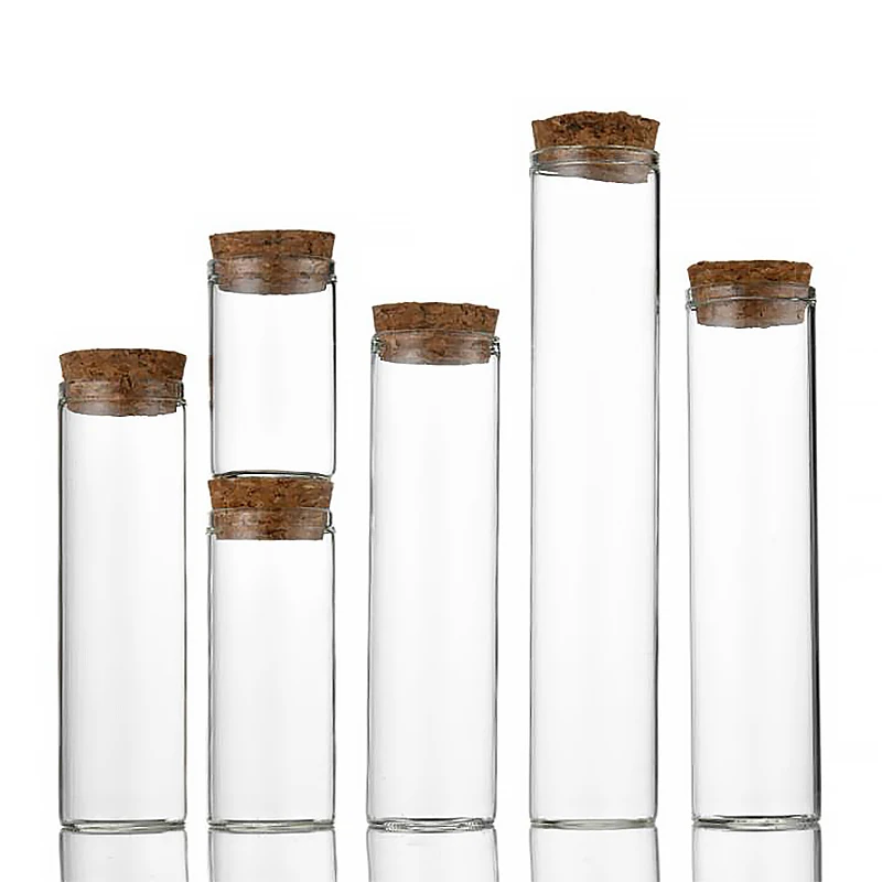Wholesale Borosilicate 30ml 40ml 50ml 60ml 80ml 100ml Clear Tubular Vial Glass Test Tube Vial With Cork Stopper