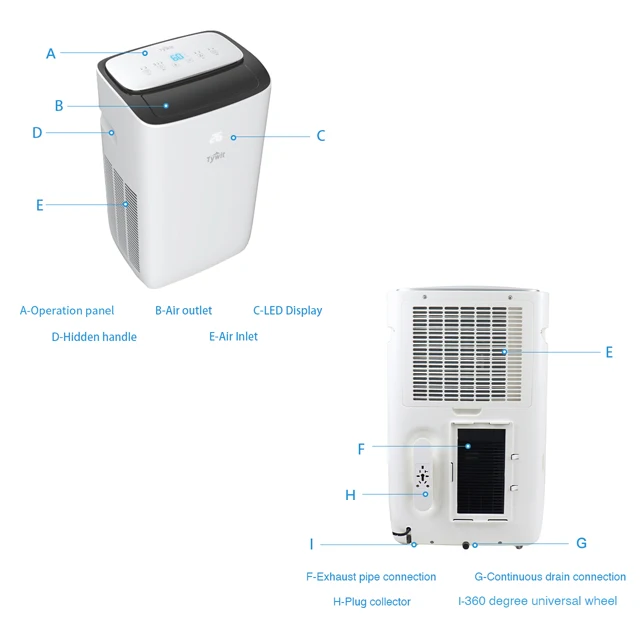 AC Portable 14000 BTU Portable Rechargeable Camping Air Conditioner for Home