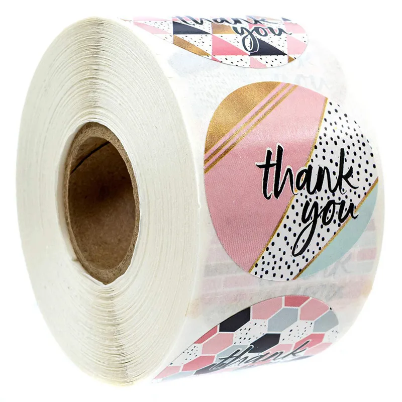 1 inch Thank You for My Small Business Stickers Paper Thank You Label Sticker Rainbow Silver Roll Adhesive Shipping Mail Labels