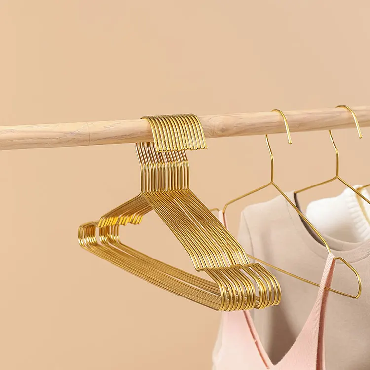 Wholesale stainless steel clothes hanger golden coat hanger
