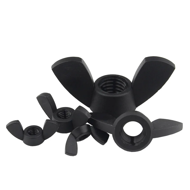Nylon Butterfly Nuts Plastic Horn Type thumb Nuts Black Wing plastic Screw Nuts
