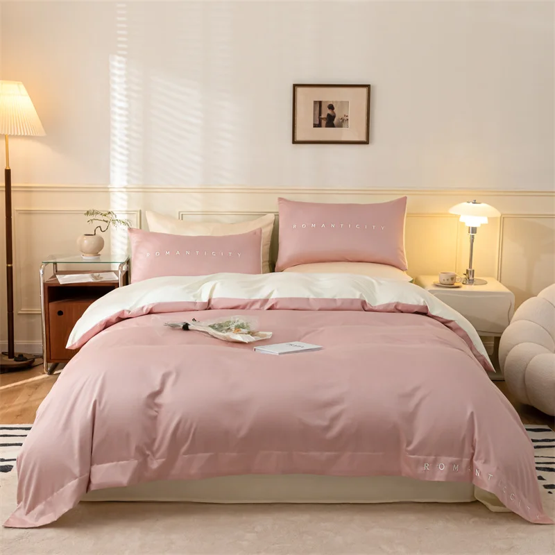 100% Microfiber High Quality Satin Bedding Set  duvet cover bed sheets 4pieces home bedding set