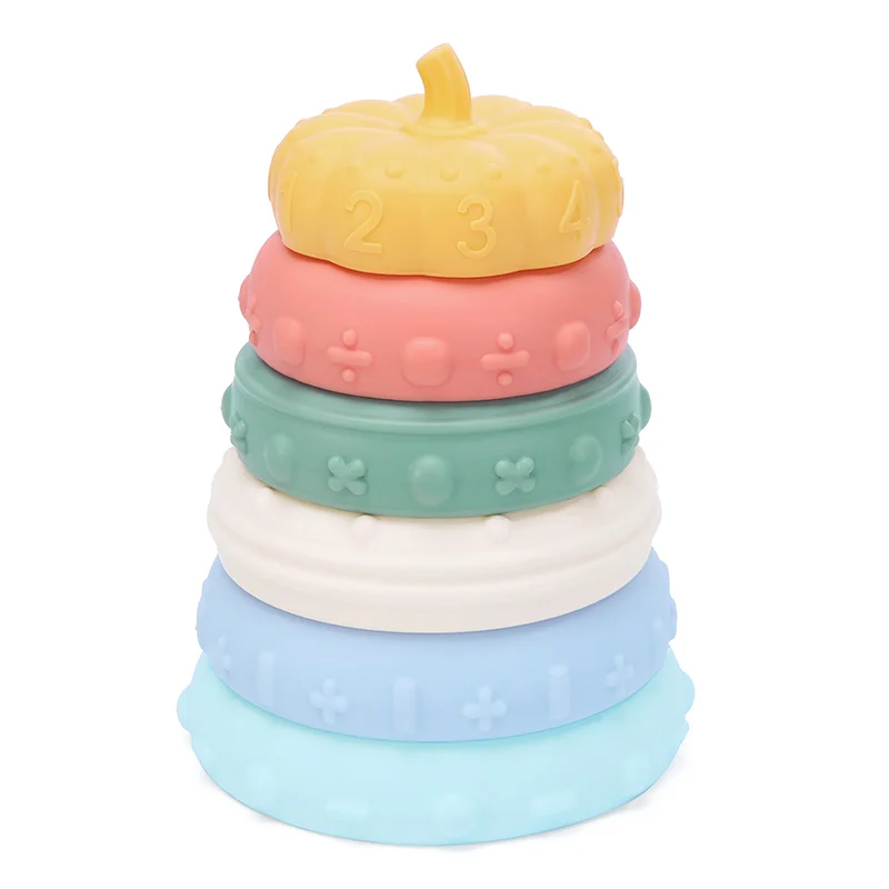 Eco Friendly Baby Teether Silicone Kids Blocks Building Toys Baby Stacker Stacking Teether