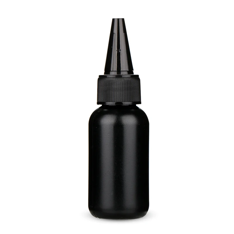 30ml 50ml 100ml black cylinder HDPE plastic glue bottle professional nail polish container with screw cap