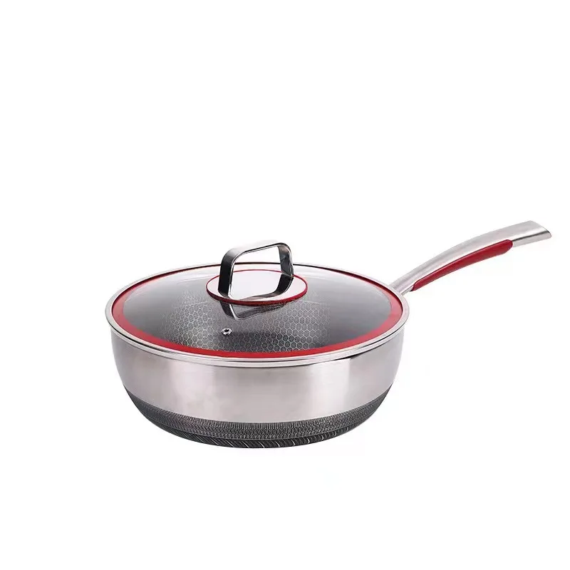 30cm pure=316 stainless steel double-sided honeycomb non-stick cookware cooking pot wok steak non-stick pan