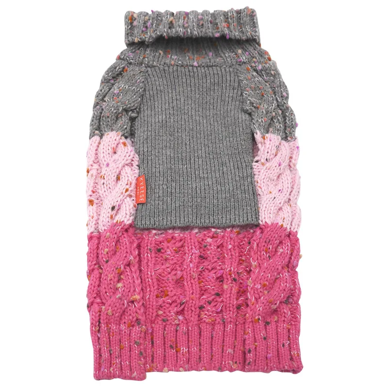 pink blue fashion Customized hand-knitted pet sweater Classic Cable Turtleneck Knit dog clothing