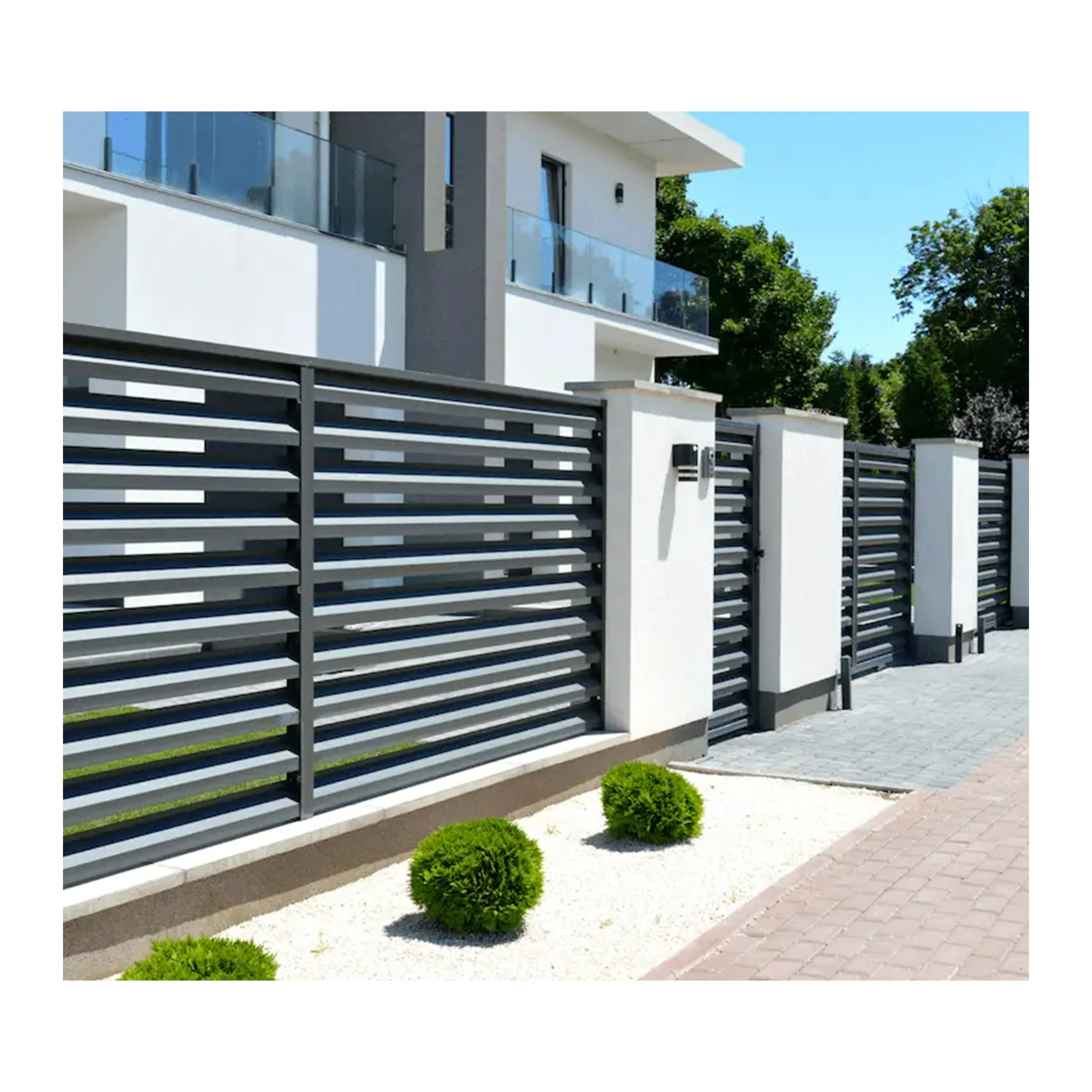 Custom Aluminum Composite Fence Wpc Private Panels Slat Board Aluminum Slat Fence Wall Fence