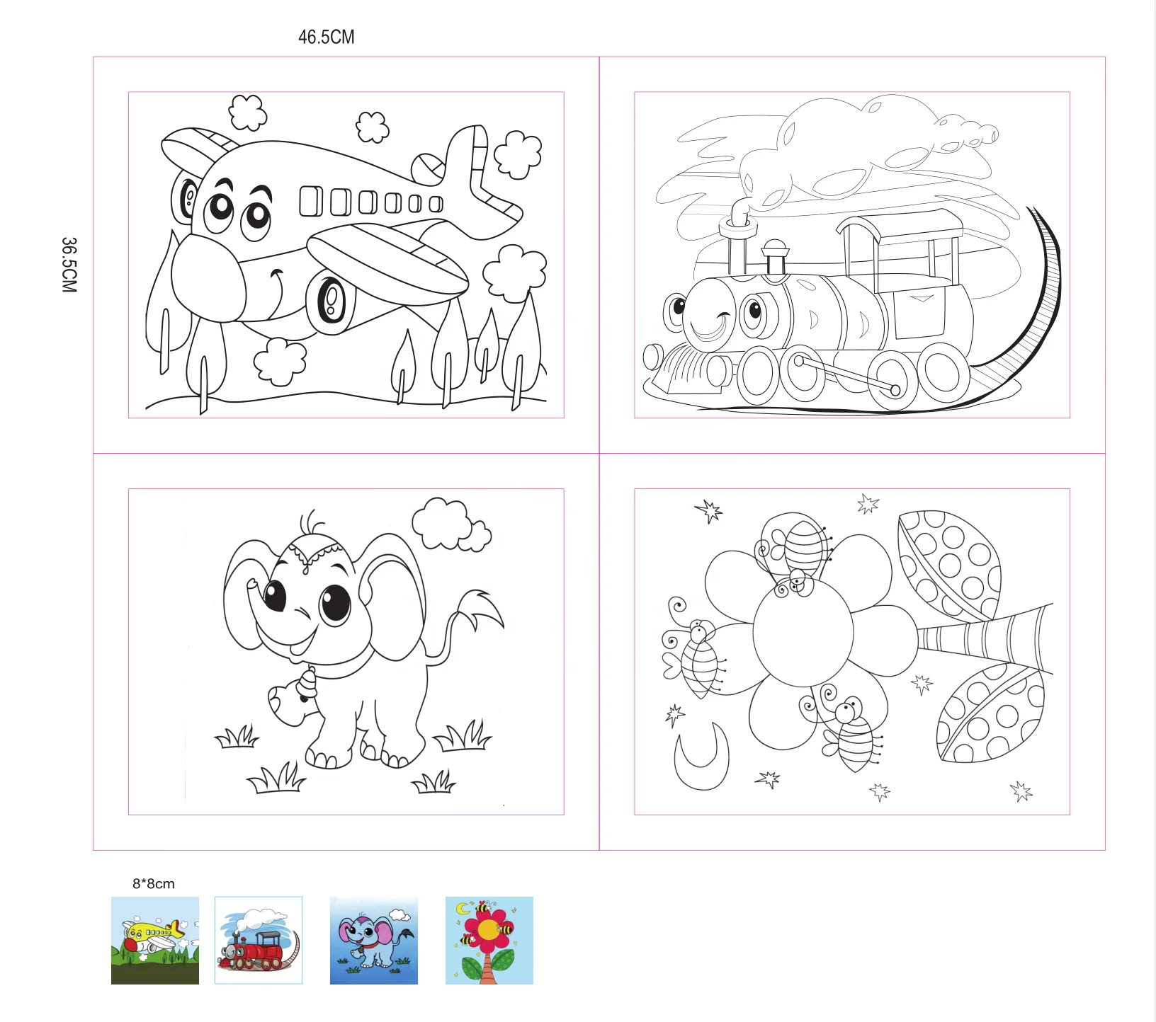 kids 30*40 cm wooden frame preprinted acrylic  paint art canvas  print set