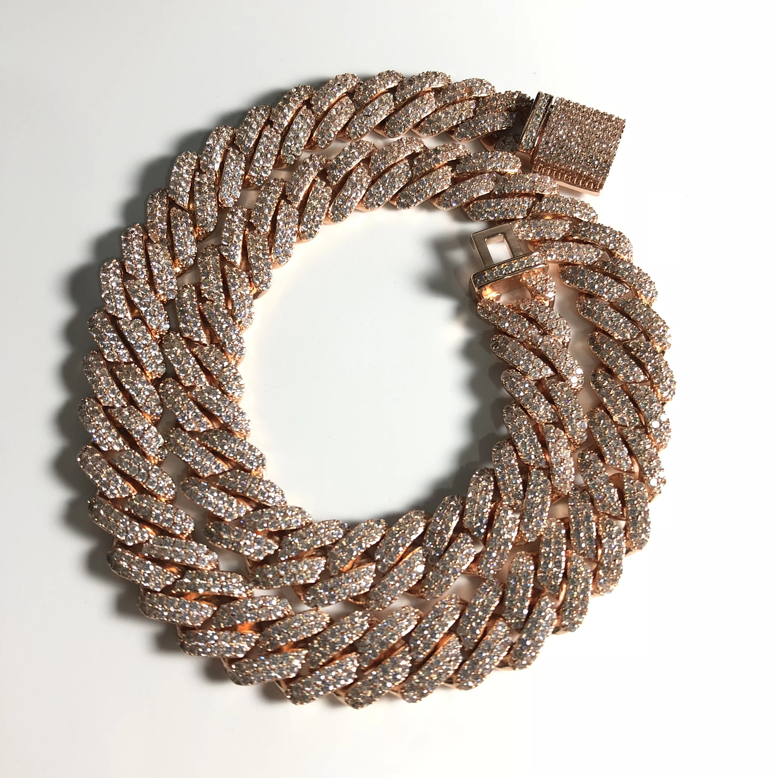 Bling high quality diamond chain, 18 k gold necklaces, Cuba Europe and the United States foreign trade jewelry YSS1020