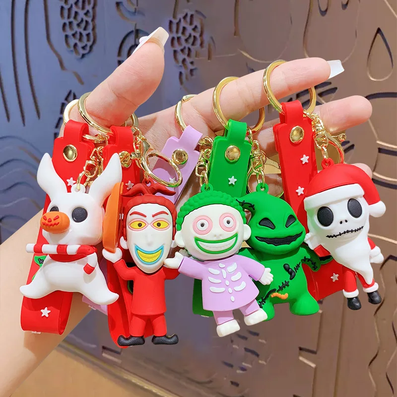 2023 New Creative Halloween PVC Soft Keychain Backpack Pendant Car Key Ring Holder Halloween Ghost Keychain
