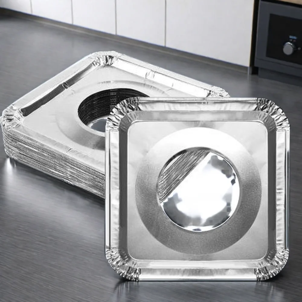 100 pack with sticker 8.5x8.5 inch square gas stove burner liner covers high quality for kitchen