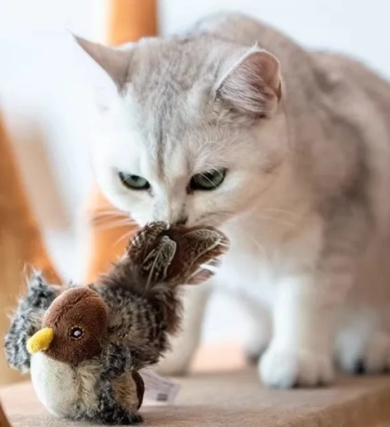 Hot Sale Toy Nature Safe Feather Self-Happy Plush Talkiing Intelligent Sensor Animal Model Simulation Hunting Cat Pet toys