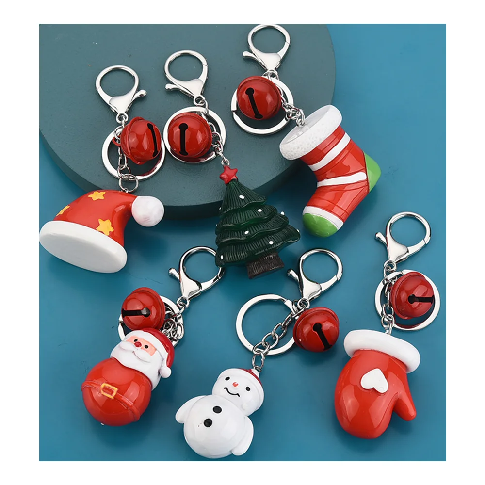 silicone keychain christmas santa tree apple deer snow man key chain