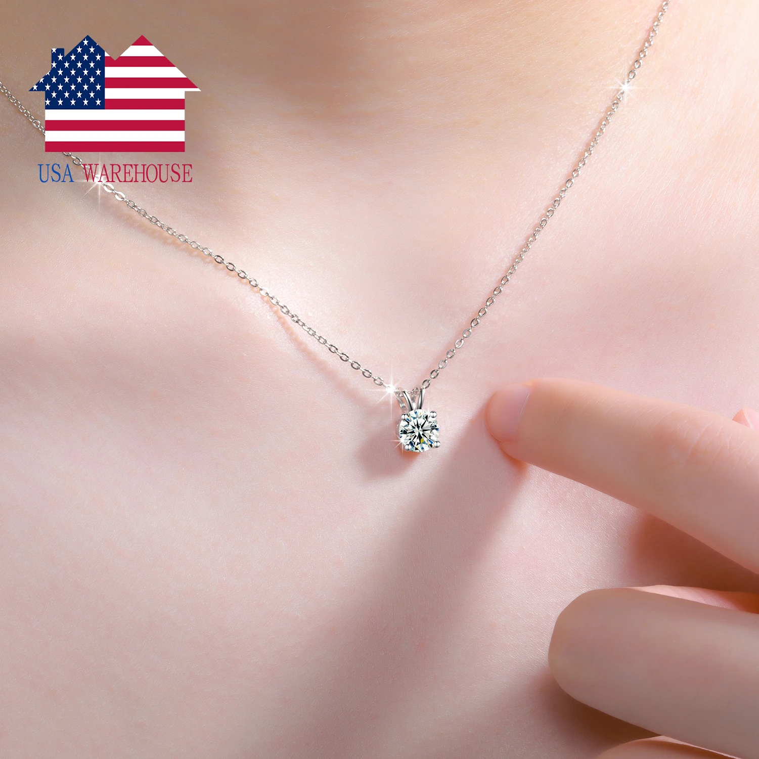Drop Shipping 7 Days Fast Delivery 8mm 925 Sterling Silver Pass Diamond Tester VVS Moissanite Pendant Necklace