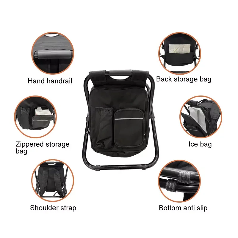 Folding Camping Chair Outdoor Fishing Beach Backpack Stool beach chair with Cooler  Bag  Picnic Chair