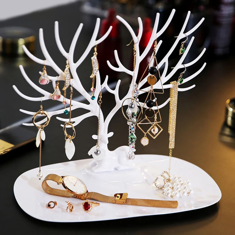 Artilady Cute Deer Bracelet Earring Necklace Pendant Ring Jewelry Display Stand Racks Jewelry Hanger Organizer Storage