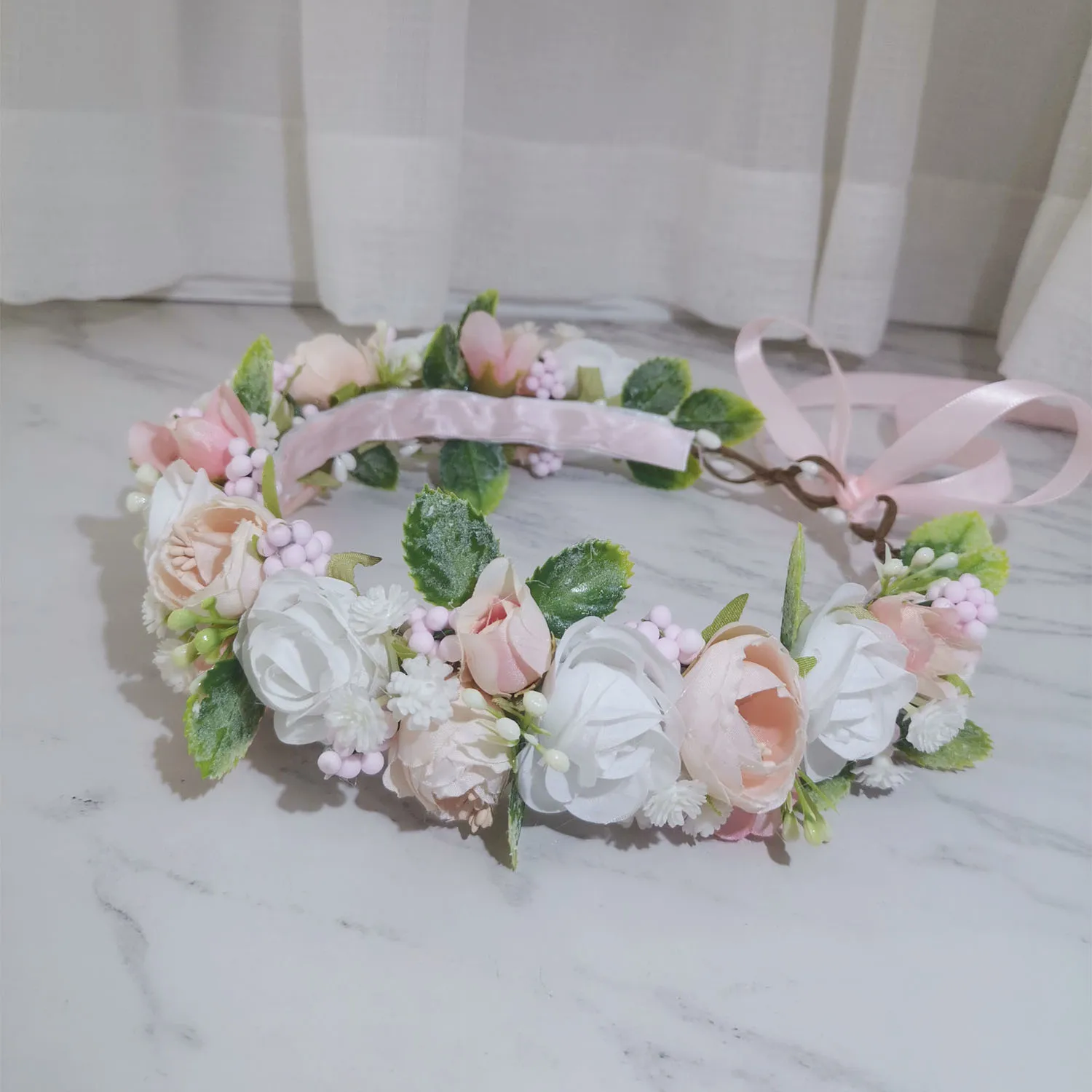 Wedding Tiaras Bride Tiara Artificial Flower Headband And Crowns Hair Accessories Flower Girls Flower Crown Headdress Hairband