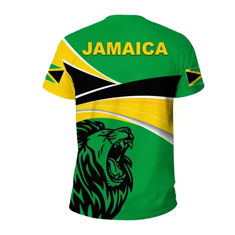 2024 Factory Wholesale Round Neck Solid Color Full Sizes Printing Jamaica Flag T Shirt For Outdoor