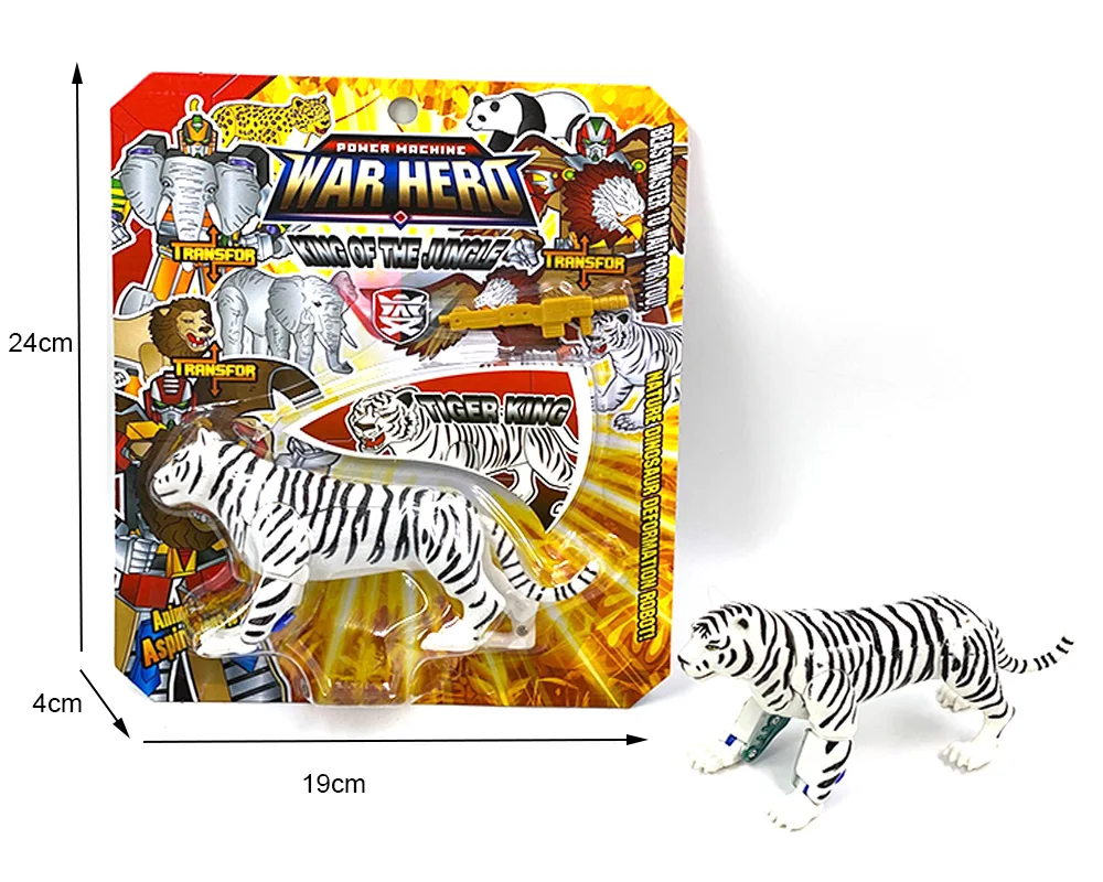 STEM Game Cartoon Anime Deformation Toys Transform Robot White Tiger Animal DIY Toys
