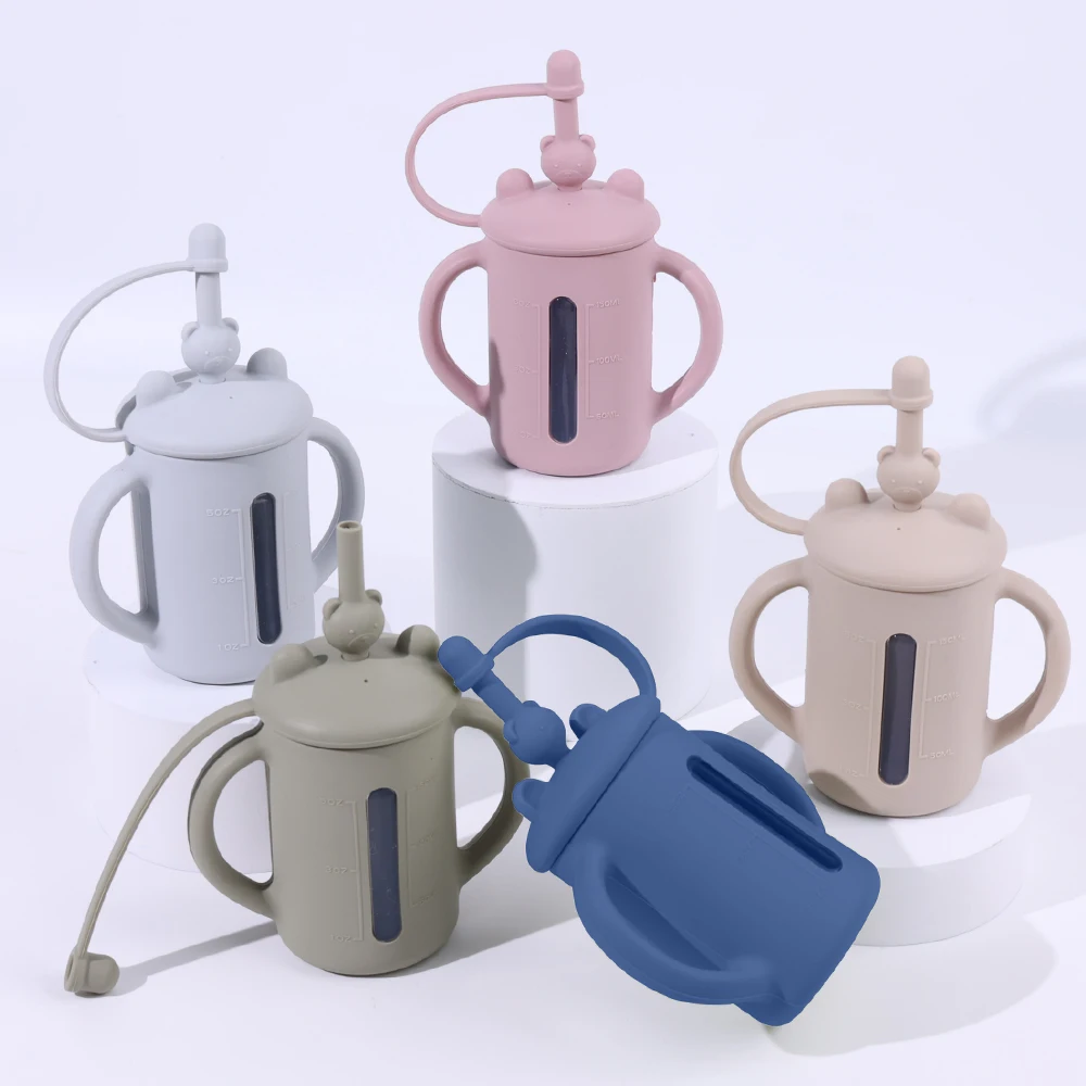 Custom Bpa Free Newborn Baby Products Drinking Water Non-slip Kids Silicone Cover Baby Sippy Cup Silicon Baby Training Cup