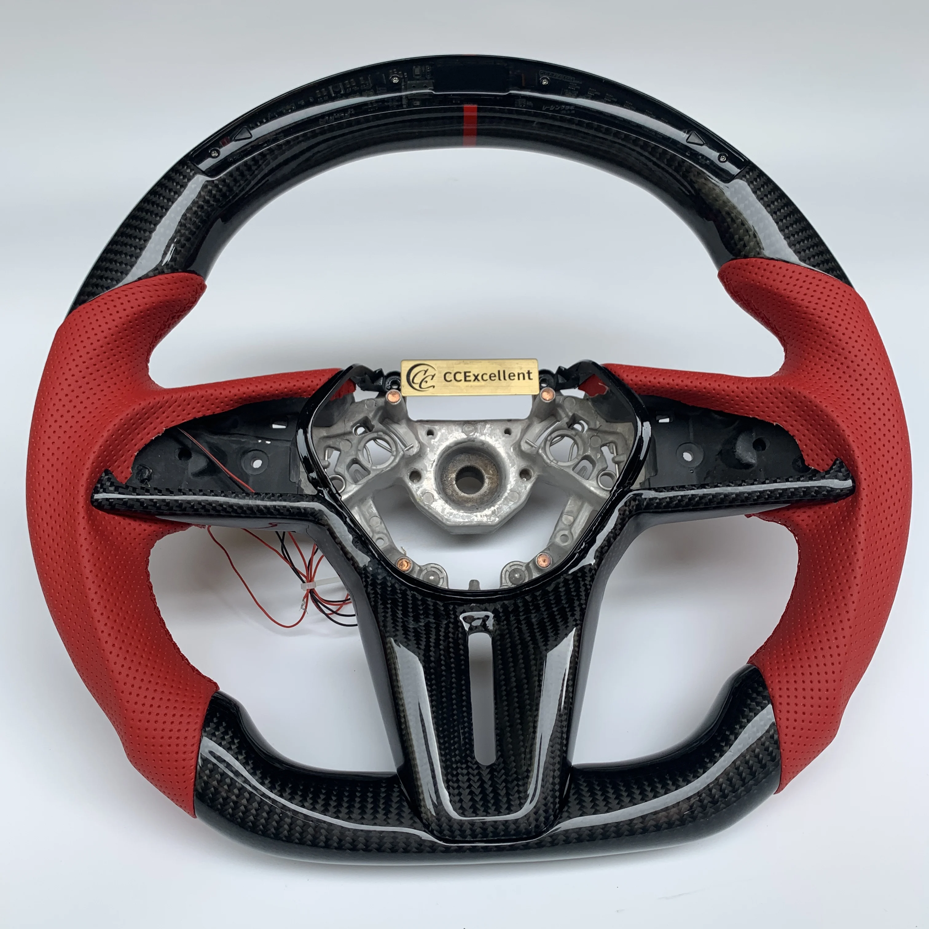 Новый дизайн рулевое колесо gtr r35 из углеродного волокна с красной перфорированной кожаной светодиодной подсветкой карбоновая отделка
