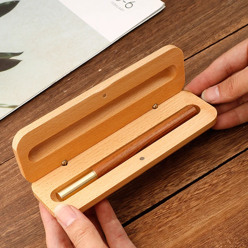 Wooden pen box  single and double  clamshell  student stationery  box office  gift packaging box