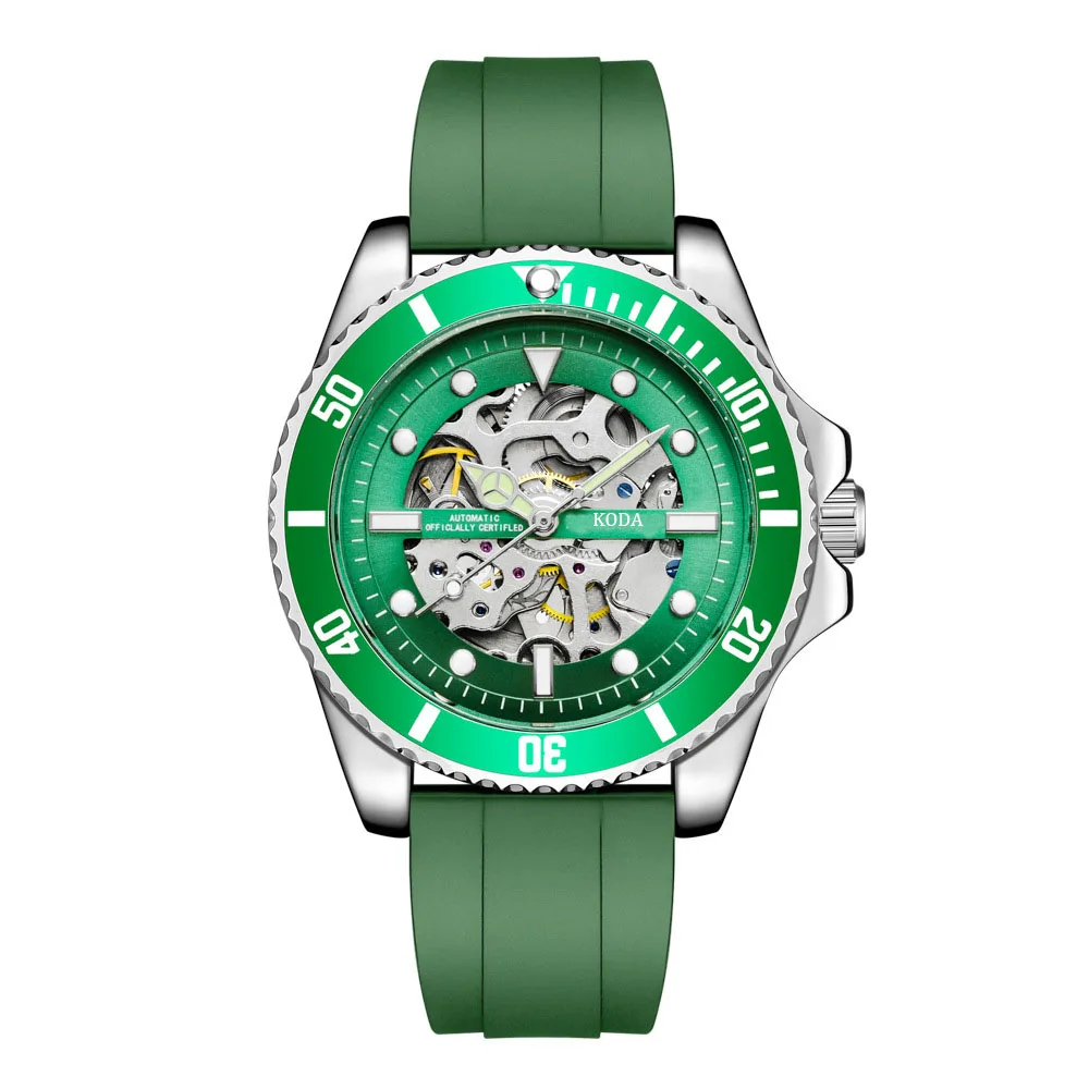 Best Selling Men Luxury Watches Stainless Steel Strap Skeleton Black Dial Wrist Mechanical Automatic Watches