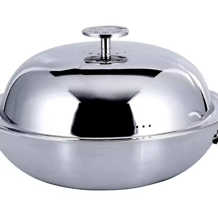 316 Stainless Steel Stir Fry Cooking Kitchen Wok Hollow Metal Handle with Cover