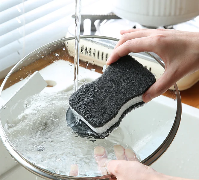 Scrubber Sponge Household Dishes Kitchen Cleaning Double Sided 3 Layer Washing Sponge