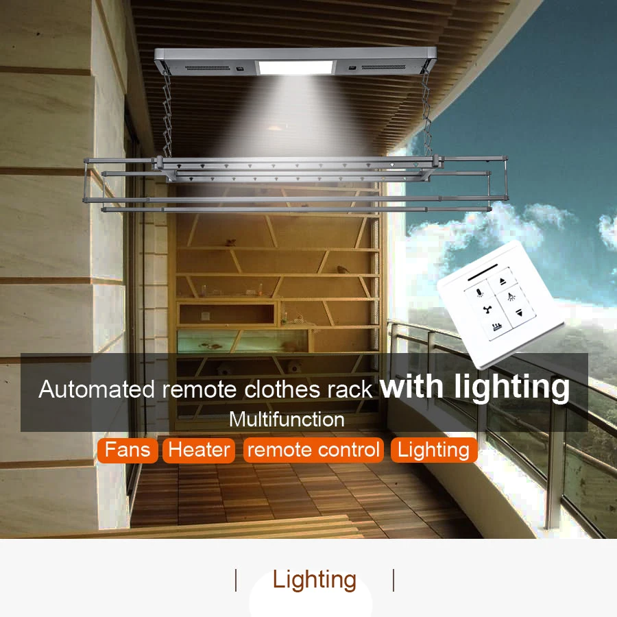 Electric hanging clothes drying rack ceiling mounted adjustable extendable aluminum clothes hanger