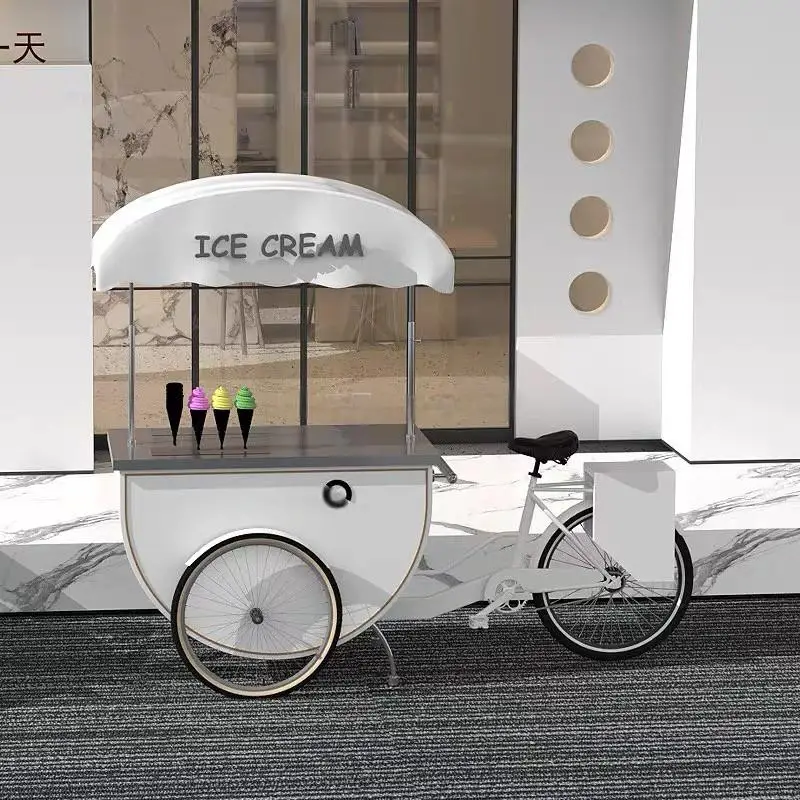 Manufacturer Well Made Outdoor Malls Street Mobile Tricycles Dessert Ice Cream Push Cart