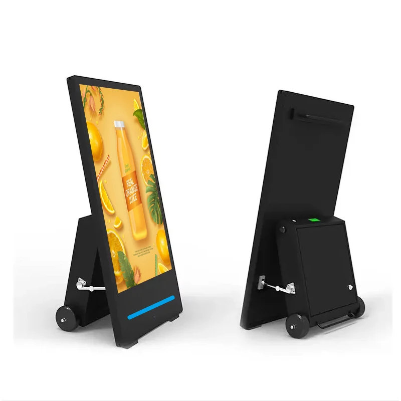 Outdoor 32inch Lcd Portable Advertising board High Brightness 1800 nit Waterproof Movable Kiosk Foldable Battery Digital Signage