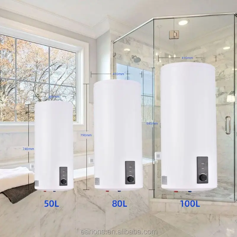 ANTO 15l 30l 50l 80l 100l Cylindrical Rectangular Enamel Bathroom Large Shower Storage Tank Electric Geyser Water Heater Boiler