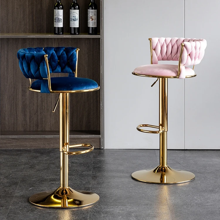 Bar Chair Nordic Counter Furniture Metal Velvet Swivel Leather High Gold Modern Luxury Kitchen Stool Bar Chairs For Bar Table