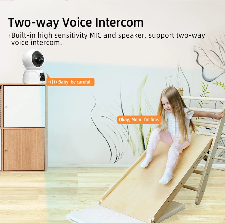 360 rotating 6MP Tuya wifi ip ptz camera smart home security baby monitor camera with 2 way audio