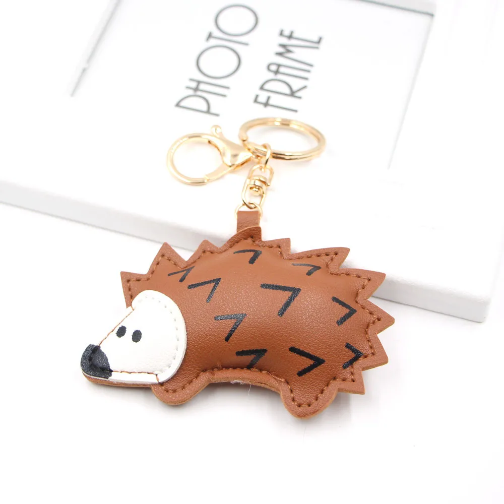 PU leather animal hedgehog keychain pendant cute childlike gift keychain cartoon healing pendant small gift