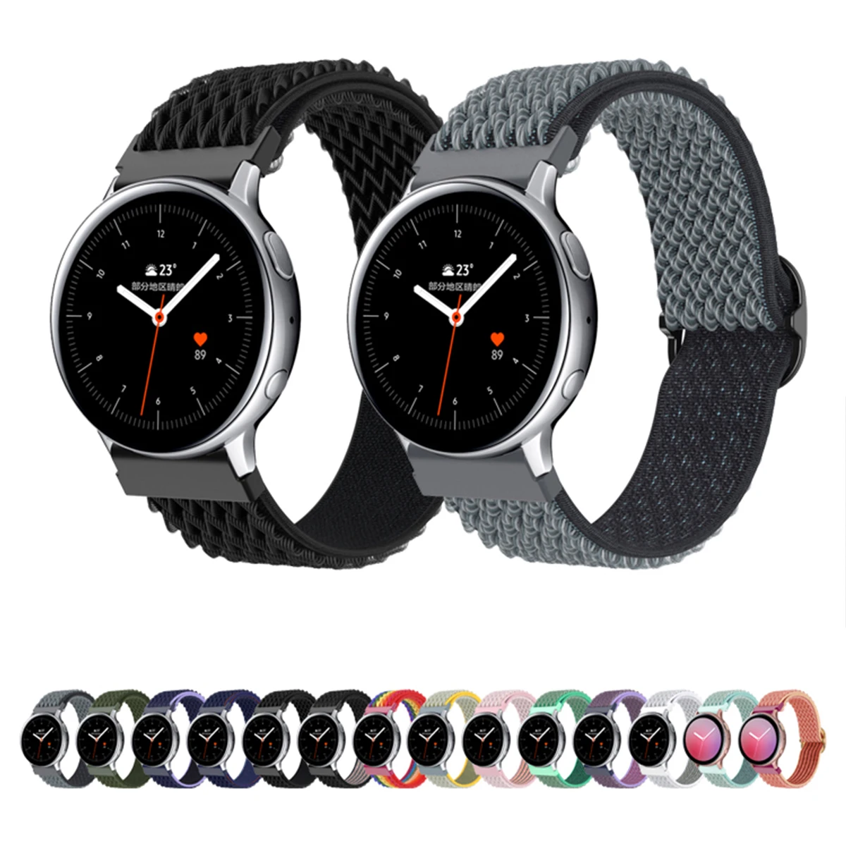 Nylon band for Samsung Galaxy Watch 6 5 4 Bracelet 20mm 22mm Braided Active 2 Gear S3 Band 6 Classic 43mm 47mm Smartwatch Strap