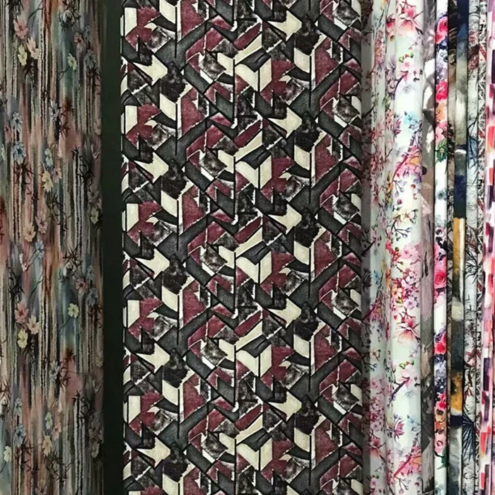 2022 Anti static Waterproof free shipping Cotton silk material viscose fabric silk fabric 60 digital printing qipao fabric