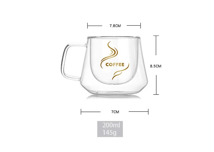 Handmade High Borosilicate Glass coffee mug Double wall Creative Diamond Cup