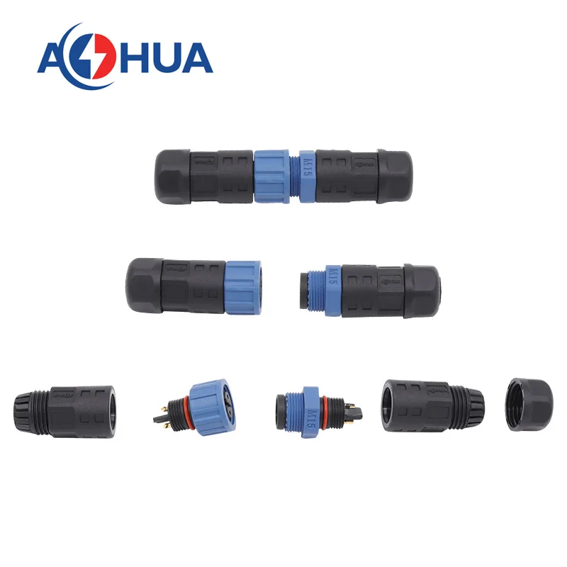 AOHUA M15 Circular Male To Female Cable Connector 2 3 Pin Electrical Connector