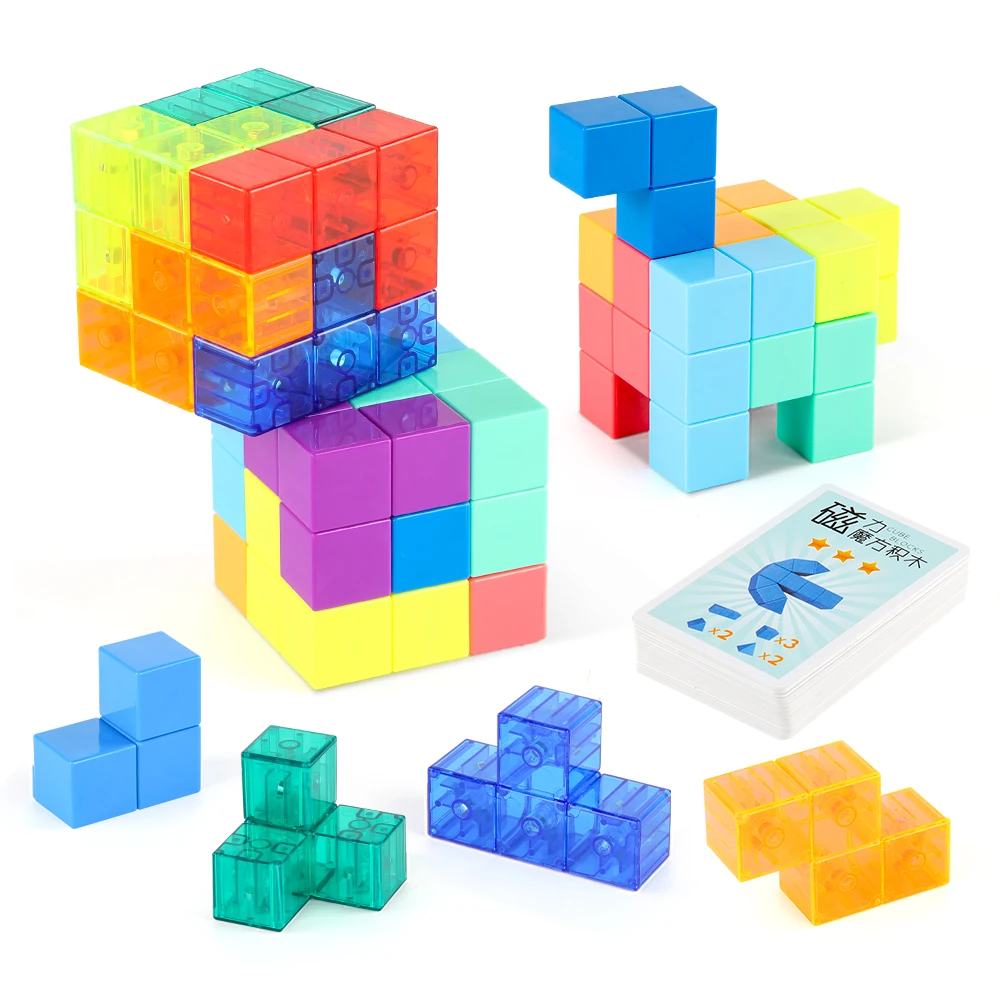 Diy Educational Toy Magnetic Magic Cube Puzzle Magnetic Building Block Toy Stem Plastic Learning Toys Cube