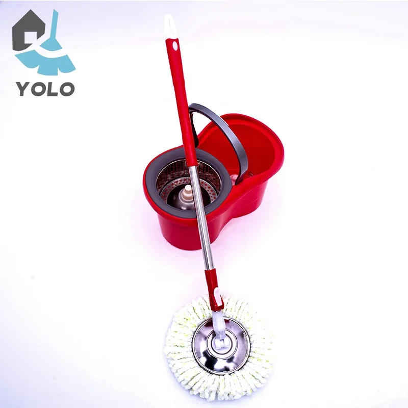 2022 Hot Selling Free Sample Red Color Easy Use Cleaning 360 Magic Spin Rotating Floor Mop And Bucket Set System