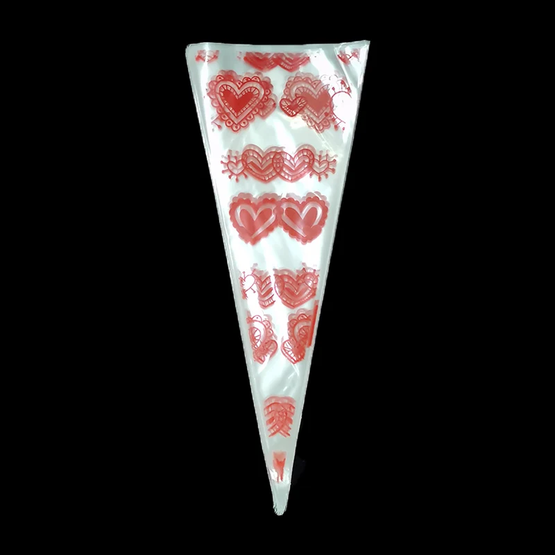 2024 Sales Promotion Popular Lollipop Bag Conical Plastic Bags Preserved Candy Chocolate Displaying Cellophane Cone Pastry Bag