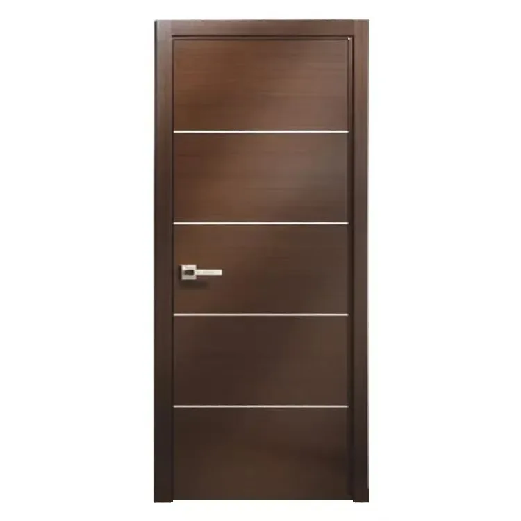 Red Walnut Veneer Flush Door PU Painted Carved Wooden Interior Closet Door Swing Open Style for Room Use