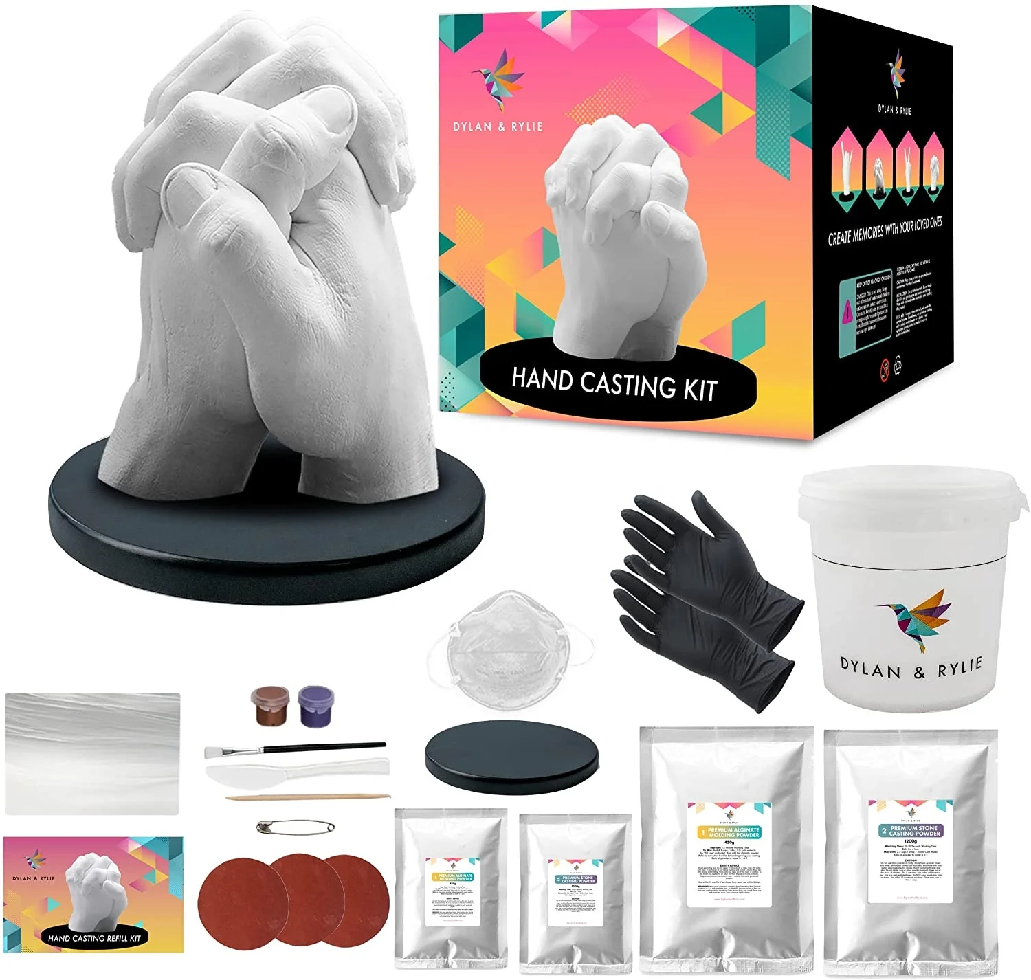 best selling customized 3d hand casting kit with color box wooden base