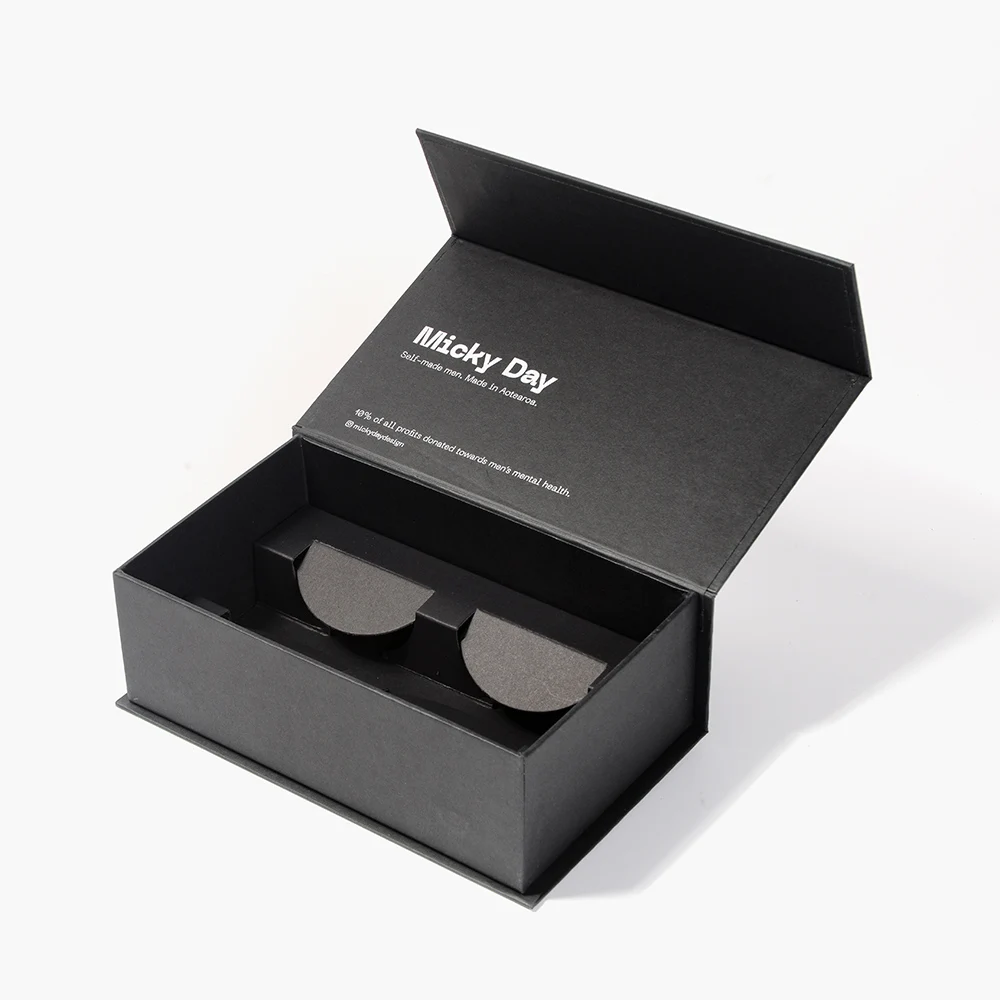 Luxury Black Printing Packaging Rigid Paperboard Paper Box Custom Logo Storage Sunglasses Magnetic Gift Box