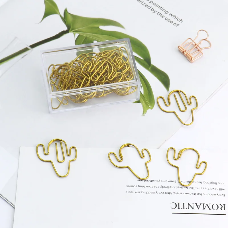 Imination gold cactus shape paper clip office & school use paperclip