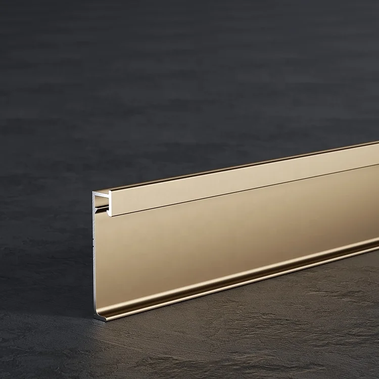 High-end Anodized Aluminum Profile LED Concealed Skirting Invisible Skirting Board Embedded Baseboard for 12mm Wall panel